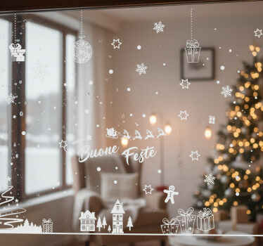 Sticker natalizio buone feste - TenStickers