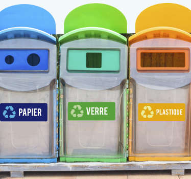 Stickers recyclage papier verre plastique - TenStickers
