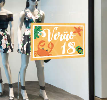 Autocolant pentru geamuri pentru vânzările de vară. Un decor ideal pentru orice loc de afaceri pentru a promova vânzările de vară. Este disponibil în diferite dimensiuni.
