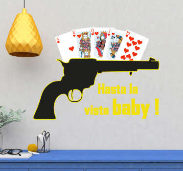 Poker pistol  text wall sticker - TenStickers
