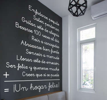 Vinilo autoadhesivo 10 normas del hogar - TenVinilo