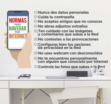 Vinilo 10 normas para navegar por internet - TenVinilo