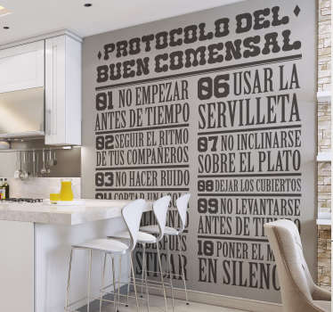 Vinilo normas de comportamiento en la mesa - TenVinilo