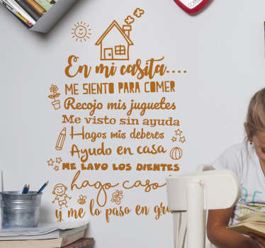 Vinilo normas de la casa especial niños - TenVinilo