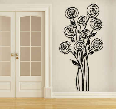 Vinilo para salón ramo floral abstracto - TenVinilo