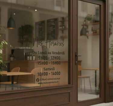 Sticker vitrine horaires d'ouverture personnalisés - TenStickers