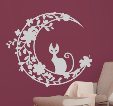Vinilo decorativo gatito en la luna - TenVinilo