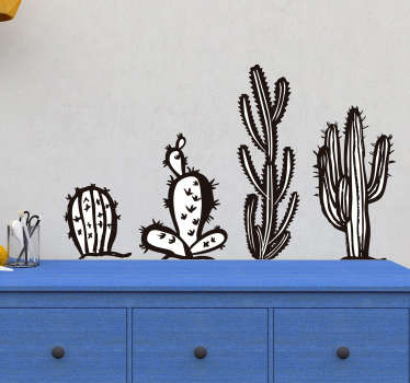 Black and White Cactus Sticker - TenStickers