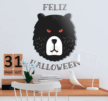 Pegatina feliz Halloween oso - TenVinilo