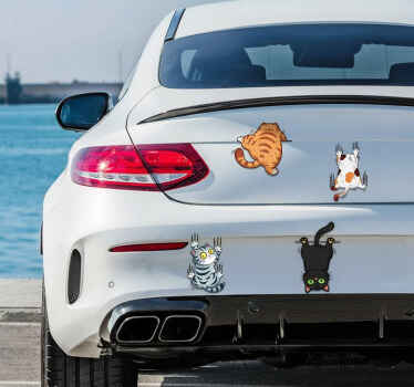 Car sticker 3d look clinging cat - TenStickers
