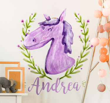 Vinilo personalizable caballo acuarela - TenVinilo