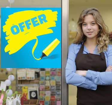 Sticker vitrine offre feutre fluo personnalisé - TenStickers