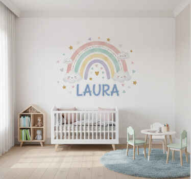 Illustration sticker paste rainbow with name - TenStickers