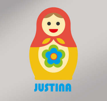 Naklejka na ścianę Matrioszka + imię dziecka - TenStickers