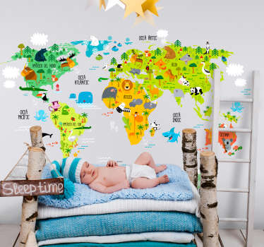 加泰罗尼亚儿童地图世界地图墙贴 - TenStickers