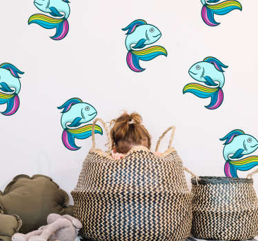 Neon Fishes Wall Stickers - TenStickers