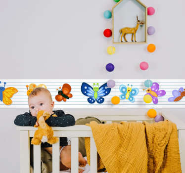 Multicolored cute border  design of butterfly wall sticker - TenStickers