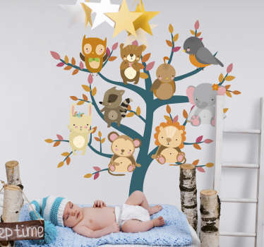 Boom muursticker met dieren - TenStickers