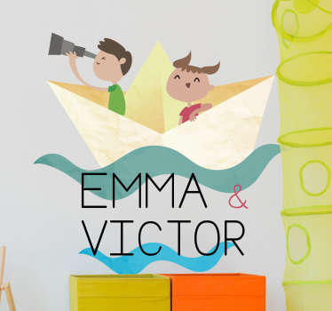 Vinilo personalizable barquito de papel - TenVinilo