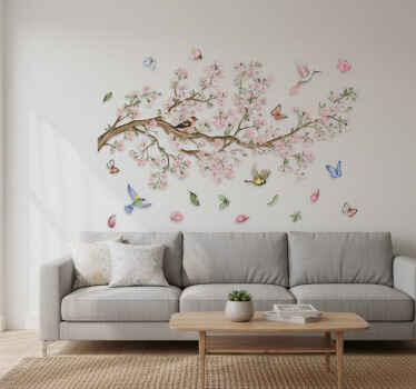 Cherry blossom with birds wall sticker - TenStickers