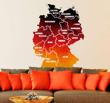 Wandtattoo Jugendzimmer Karte Bundesländer - TenStickers