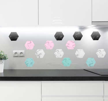 Vinil ornamental padrão hexagonal de marmore - TenStickers