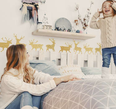 Gold Reindeer Christmas Wall Stickers - TenStickers