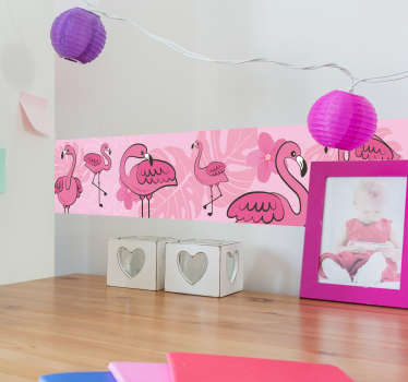 Bordüre selbstklebend Flamingo Ornament Pink - TenStickers