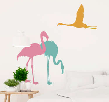 Flying Flamingo Wall Sticker - TenStickers