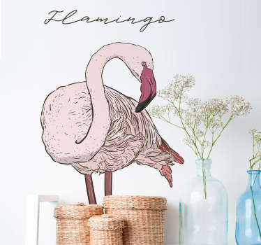 Flamingo Portrait Wall Art Sticker - TenStickers
