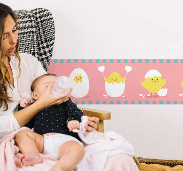 Vinilo infantil cenefa pollito amarillo - TenVinilo