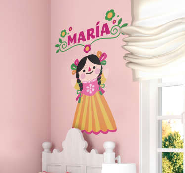 Vinilo infantil muñeca Mexicana personalizable - TenVinilo