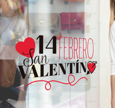 Vinilo escaparate frase Día de San Valentín - TenVinilo