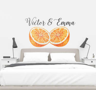 Orange Halved Customisable Headboard Sticker - TenStickers