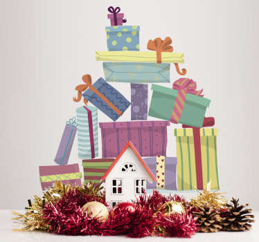 Vinilo pared montaña de regalos - TenVinilo