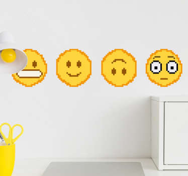 絵文字ピクセルウォールアートステッカー - TENSTICKERS