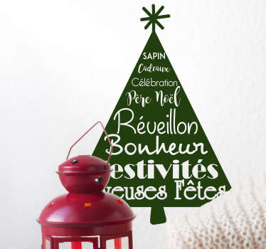 Sticker Entrée Arbre de Noël Bonheur - TenStickers