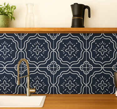 Samolepka na dlaždice noční geometrická mozaika - TenStickers