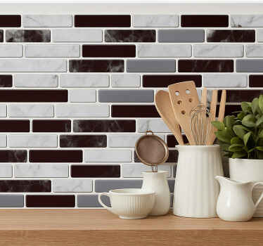 Samolepka na dlaždice mramor černý bílý šedý - TenStickers