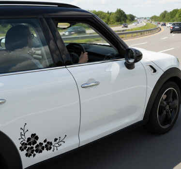 Autocollant voiture coin de fleurs noires - TenStickers