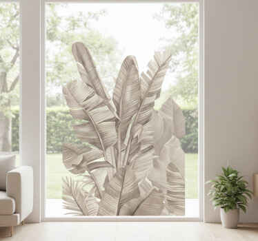 Vinilo para cristal ventana hojas de palma beige - TenVinilo