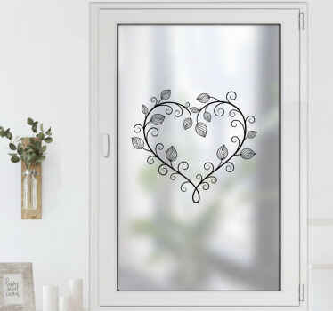 Vinilo para cristal ventana corazones florales en flor - TenVinilo