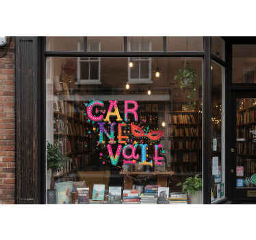 Adesivo per vetro lettering vibrante da carnevale - TenStickers