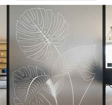 Vinilo para cristal ventana hojas de palmera minimalistas - TenVinilo