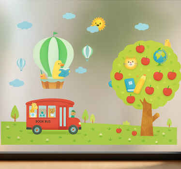 Vinilo translúcido para ventana tema escolar infantil - TenVinilo