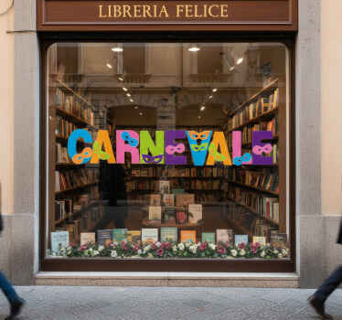 Adesivo per vetrine scrittura festosa colorata - TenStickers