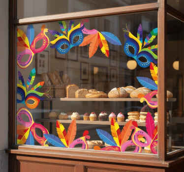 Shop window sticker colorful festive mask frame - TenStickers