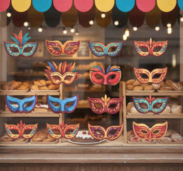 Shop window sticker carnival masks set - TenStickers