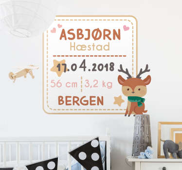 Baby fødselsattest vegg klistremerker for barn - Tenstickers