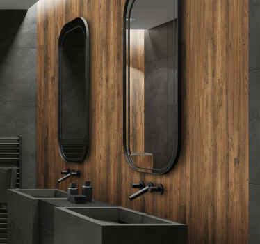 Adesivo bagno effetto legno noce - TenStickers